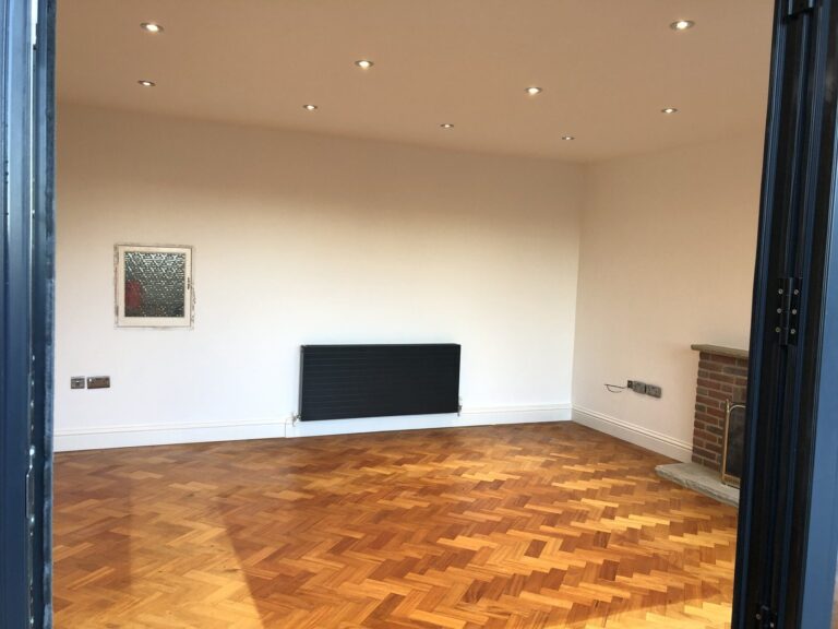 Full house renovation. Ground floor slab out, underfloor heating in, original parquet saved and refinished. About four months on site., Beckenham, BR3